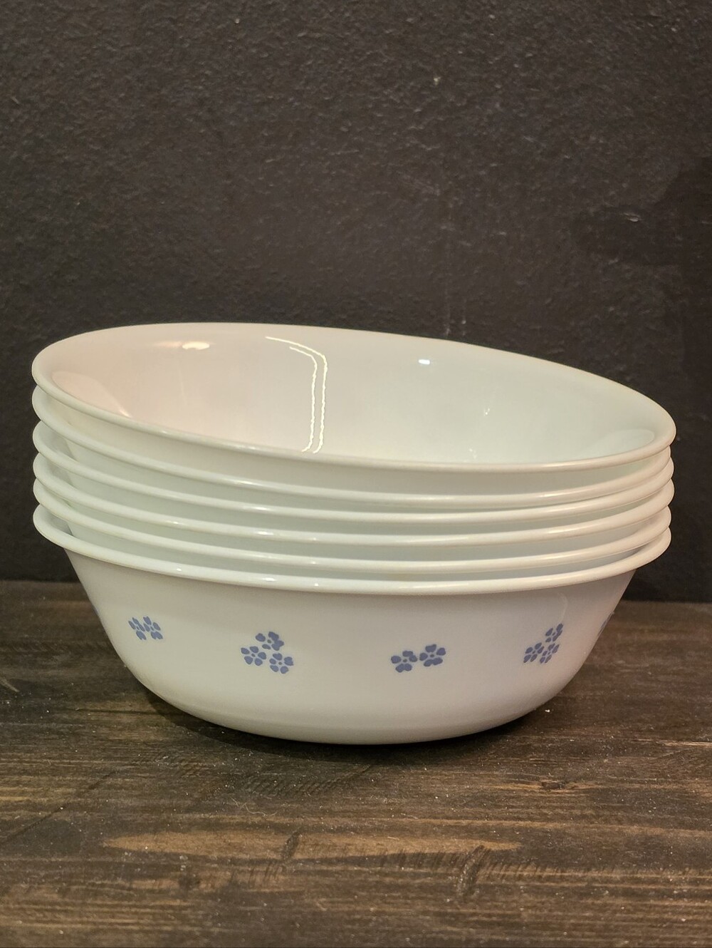 VTG Corelle Provincial Blue Cereal Soup Bowls Set of 6 White Blue Floral 6.25”